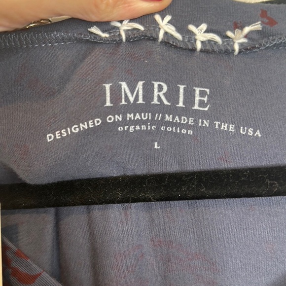 IMRIE ORGANIC COTTON CHARCOAL/BLUE ROSES LONG MUSCLE TANK DRESS SIZE LARGE - Picture 6 of 9